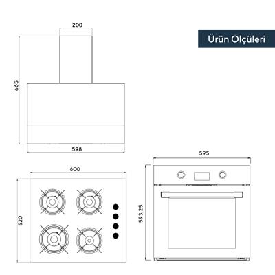 Kumtel Siyah Cam Digital / Dokunmatik Ankastre Set - 8 Prog