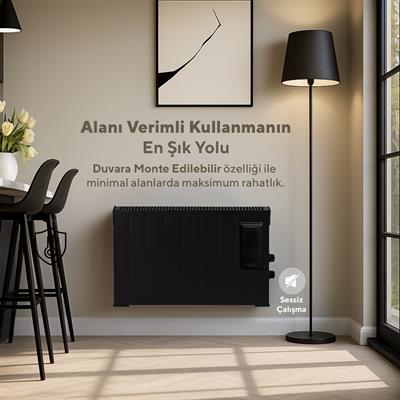 Kumtel Siyah Fanlı Konvektör Isıtıcı 2500W HC-2952