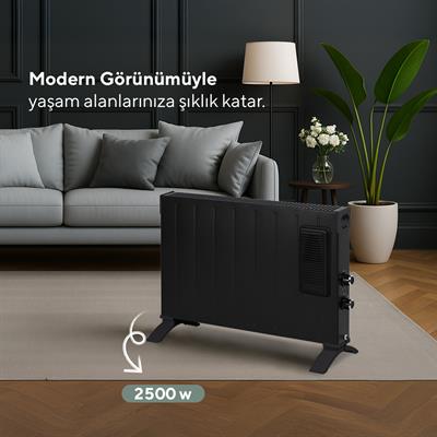 Kumtel Siyah Fanlı Konvektör Isıtıcı 2500W HC-2952
