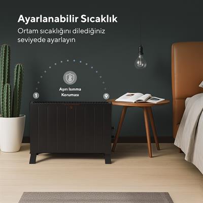 Kumtel Siyah Konvektör Isıtıcı 2500W HC-2947