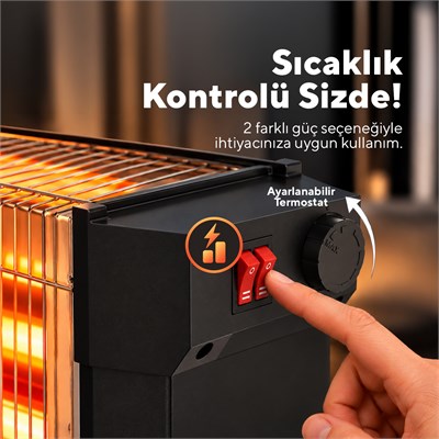 Kumtel Siyah Mini Şömine Isıtıcı 2200 W Ks-2760