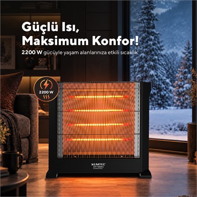 Kumtel Siyah Mini Şömine Isıtıcı 2200 W Ks-2760