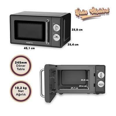 Kumtel Siyah Retro Mikrodalga Fırın 20L HM-09