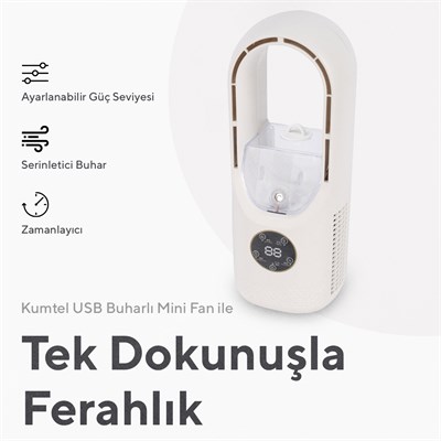 Kumtel Soğutucu Buharlı 6 Kademeli LED Işıklı Taşınabilir Masaüstü USB Fan HUFH-01