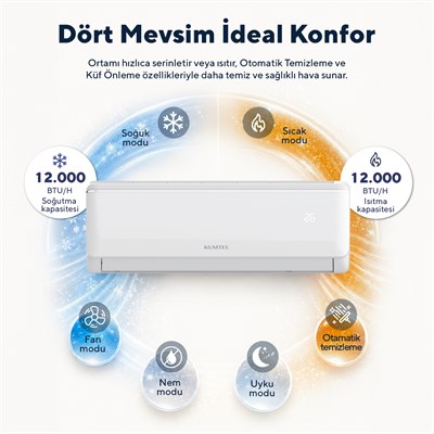 Kumtel Sugi KMSAC-12 12.000 Btu A++ Inverter Duvar Tipi Split Klima (Montaj Dahil)