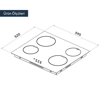 Kumtel Vitroseramik Elektrikli Siyah Cam Ankastre Ocak V6-04T