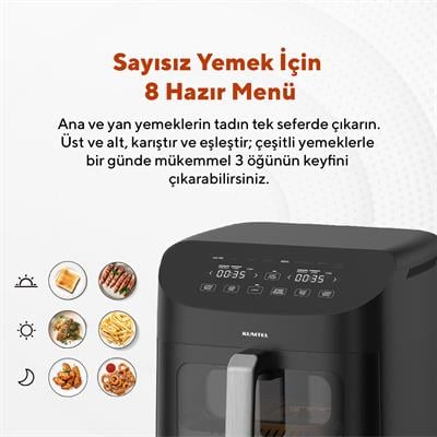 Kumtel XXL 11 Litre Çift Hazneli Fastfryer (Yağsız Fritöz Airfryer ) HAF-11