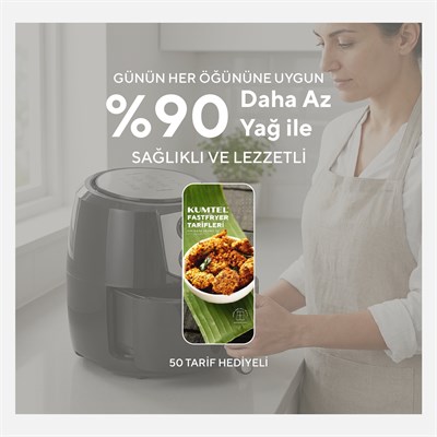 Kumtel XXL 8.5 Litre Airfryer & Fastfryer (Sıcak Hava Fritözü) 1800W AF-03 – Siyah