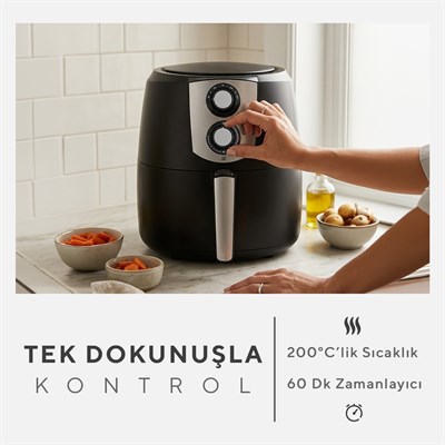 Kumtel XXL 8.5 Litre Airfryer & Fastfryer (Sıcak Hava Fritözü) 1800W AF-03 – Siyah