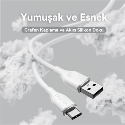 VOLTME C2001 Powerlink Moss 60W USB to Type-C Şarj Kablosu 1M 3A- Beyaz