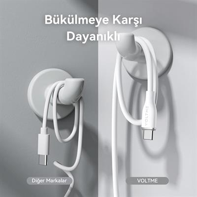 VOLTME C2006 Powerlink Moss 60W USB to Type C Şarj Kablosu 1.8M 3A- Beyaz
