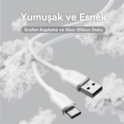 VOLTME C2006 Powerlink Moss 60W USB to Type C Şarj Kablosu 1.8M 3A- Beyaz