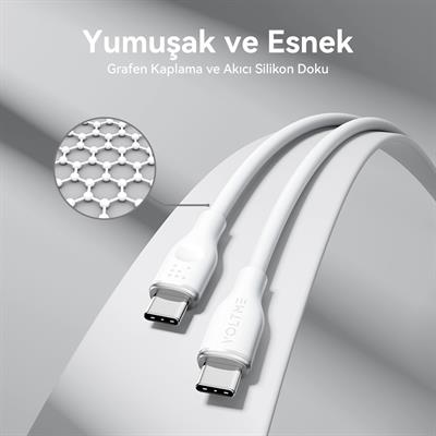 VOLTME C2021 Powerlink Moss 60W Type-C Şarj Kablosu 1M 3A- Beyaz