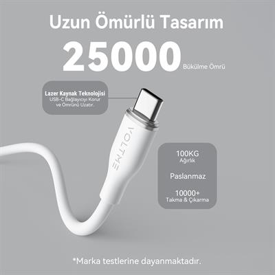 VOLTME C2026 Powerlink Moss 60W Type-C Şarj Kablosu 1.8M 3A- Beyaz