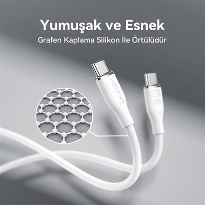 VOLTME C2031 Powerlink Moss 100W Type-C Şarj Kablosu 1M 5A-Beyaz