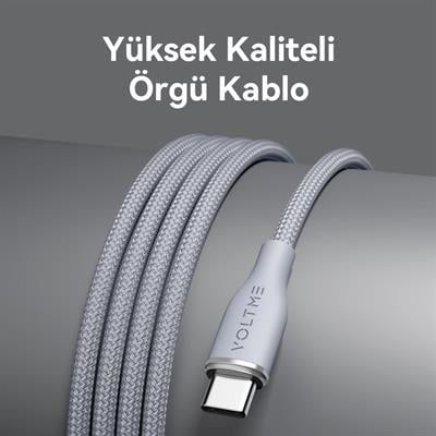 VOLTME C2044 Powerlink Rugg 60W USB to Type-C Şarj Kablosu 1M 3A -Gri