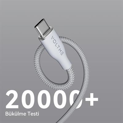 VOLTME C2048 Powerlink Rugg 60W USB to Type-C Şarj Kablosu 1.8M 3A- Gri