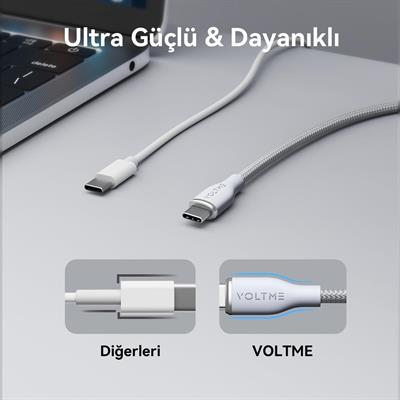 VOLTME C2052 Powerlink Rugg 60W Type-C Şarj Kablosu 1M 3A-Gri