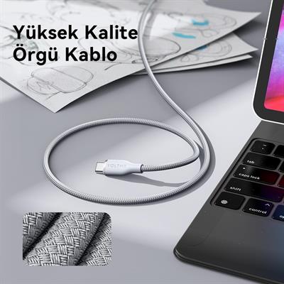 VOLTME C2052 Powerlink Rugg 60W Type-C Şarj Kablosu 1M 3A-Gri