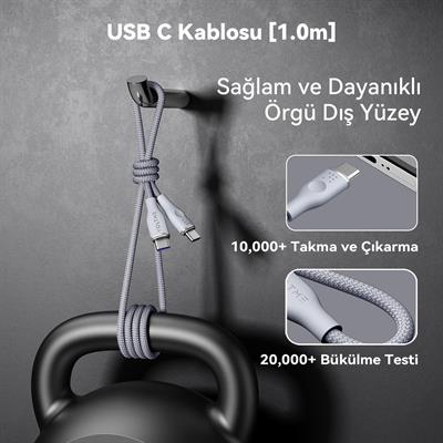 VOLTME C2060 Powerlink Rugg 100W Type-C Şarj Kablosu 1M 5A- Gri