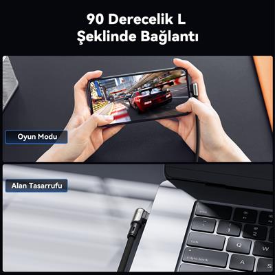 VOLTME C2067 Stark 60W USB to Type-C Şarj Kablosu 1.2M 3A-Siyah