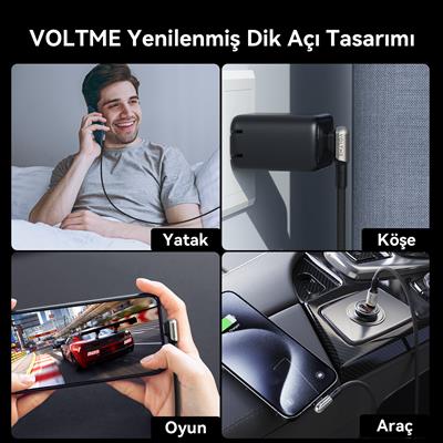 VOLTME C2070 Stark 60W Type-C Şarj Kablosu 2M 3A-Siyah