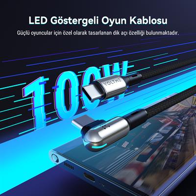 VOLTME C2071 Stark 100W Type-C Şarj Kablosu 1.2M 5A-Siyah