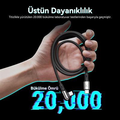 VOLTME C2071 Stark 100W Type-C Şarj Kablosu 1.2M 5A-Siyah