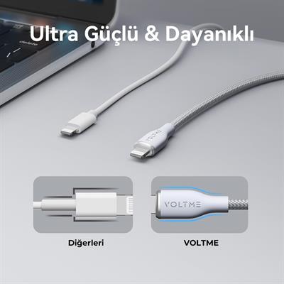 VOLTME C2082 Powerlink Rugg 60W Type-C to Lightning  Şarj Kablosu 1.2M 3A-Gri