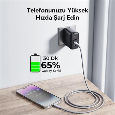 VOLTME C2086 Powerlink Rugg 60W Type-C to Lightning Şarj Kablosu 2M 3A- Gri
