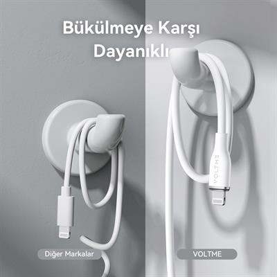 VOLTME C2088 Powerlink Moss 60W USB to Lightning Şarj Kablosu 1.2M 3A- Beyaz