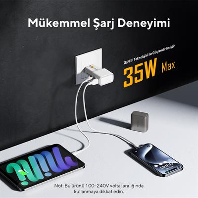 VOLTME F4028 V35 Seyahat Şarj Adaptörü – Beyaz