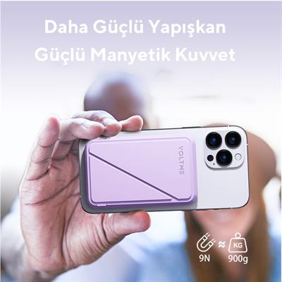 Voltme Lila MagPak 5000mAh Magsafe Kablosuz Powerbank- 22.5W