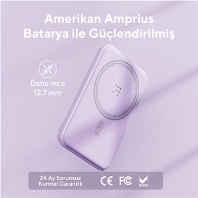 Voltme Lila MagPak 5000mAh Magsafe Kablosuz Powerbank- 22.5W