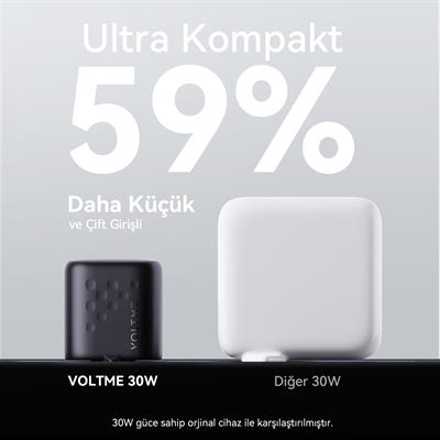 VOLTME V2008 Revo Siyah 30W C USB-C Şarj Aleti