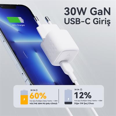 VOLTME V2009 Revo Beyaz 30W C USB-C Şarj Aleti