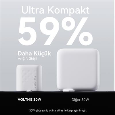 VOLTME V2009 Revo Beyaz 30W C USB-C Şarj Aleti