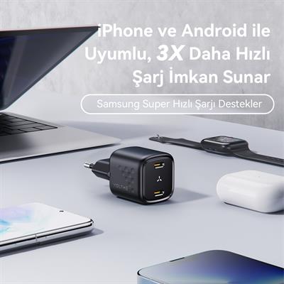 VOLTME V2013 Revo Siyah 30W CC GaN Şarj Aleti