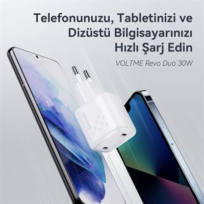 VOLTME V2014 Revo Beyaz 30W CC GaN Şarj Aleti