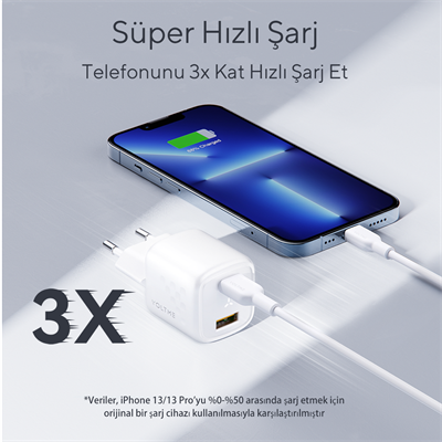 VOLTME V2016 Revo Siyah 30W CA GaN Şarj Aleti