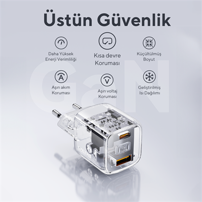 VOLTME V2016 Revo Siyah 30W CA GaN Şarj Aleti