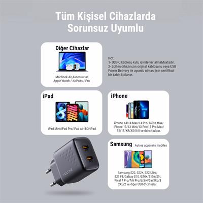 VOLTME V2021 Revo Siyah 35W CC GaN Şarj Aleti