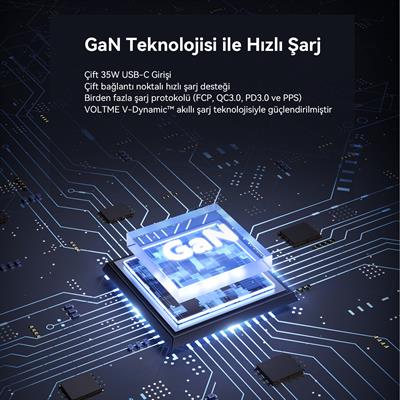 VOLTME V2022 Revo Beyaz 35W CC GaN Şarj Aleti