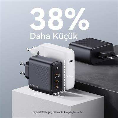 VOLTME V2025 Revo Siyah 100W CCA GaN Şarj Aleti