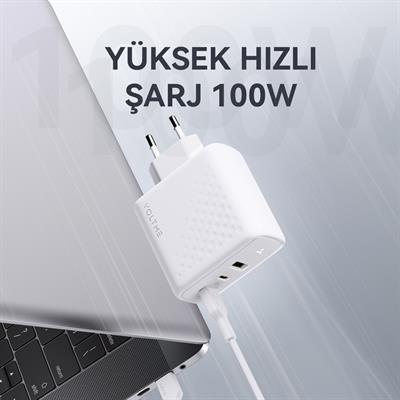 VOLTME V2026 Revo Beyaz 100W CCA GaN Şarj Aleti