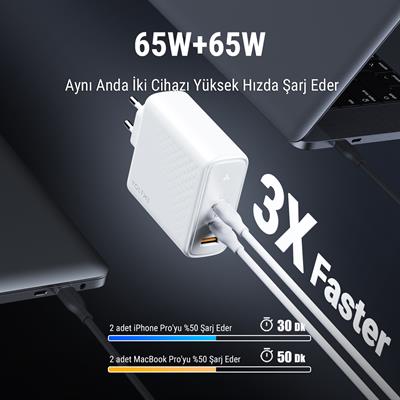 VOLTME V2028 Revo Beyaz 140W CCA GaN Şarj Aleti