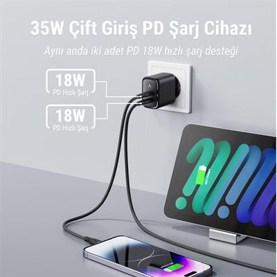 VOLTME V2107 Revo Siyah 35W CC GaN Şarj Aleti