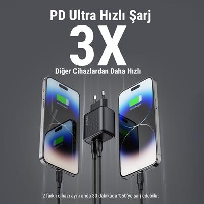 VOLTME V2107 Revo Siyah 35W CC GaN Şarj Aleti