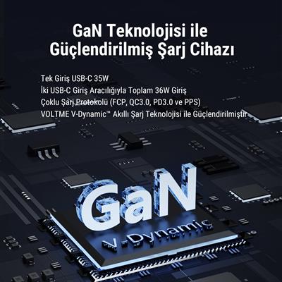 VOLTME V2108 Revo Beyaz 35W CC GaN Şarj Aleti