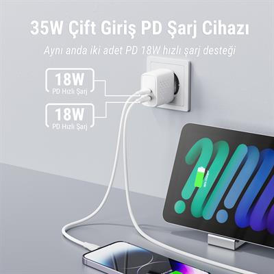 VOLTME V2108 Revo Beyaz 35W CC GaN Şarj Aleti